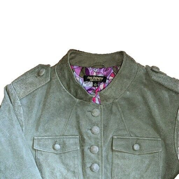 Twiggy Jacket Suede Leather Green Barbie Pink Purple Lining Coat Jackets - Picture 4 of 15